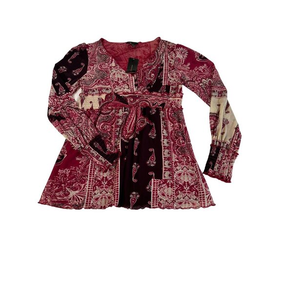 BCBGMAXAZRIA Women's Paisley Print Boho Tunic Top -Size: M Festival NWT - Picture 1 of 13